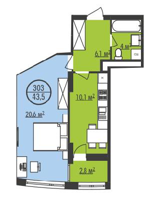 1-кімнатна 43.5 м² в ЖК Парус Park від забудовника, Львів