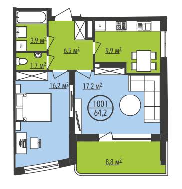 2-комнатная 64.2 м² в ЖК Парус Park от 14 720 грн/м², Львов