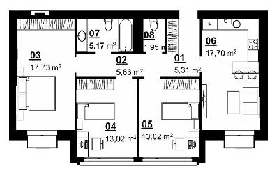 3-кімнатна 80.14 м² в ЖК City Lake від 11 090 грн/м², с. Шевченкове