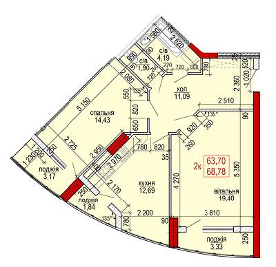 2-кімнатна 68.78 м² в ЖК SKY центр від 16 060 грн/м², Івано-Франківськ