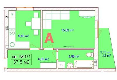 1-комнатная 37.5 м² в ЖК Цветочный от застройщика, пгт Ворзель