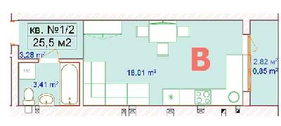 1-комнатная 25.5 м² в ЖК Цветочный от застройщика, пгт Ворзель