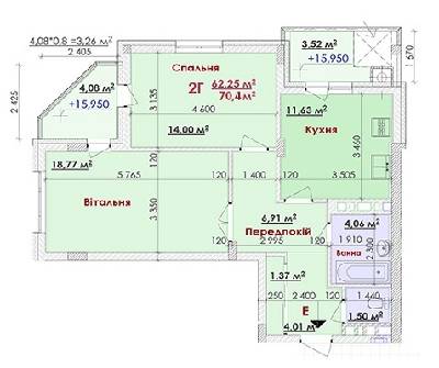 2-комнатная 70.4 м² в ЖК Веселка от застройщика, Львов