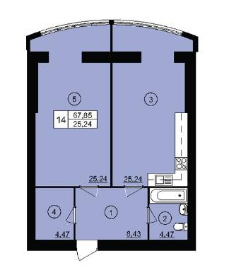 1-комнатная 67.58 м² в ЖК Юбилейный от застройщика, г. Кривой рог