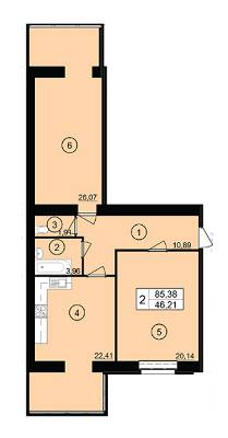 2-комнатная 85.38 м² в ЖК Юбилейный от застройщика, г. Кривой рог