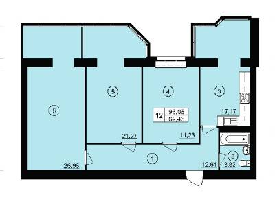 3-комнатная 96.06 м² в ЖК Юбилейный от застройщика, г. Кривой рог