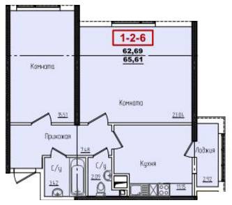 2-комнатная 65.61 м² в ЖК Двадцать девятая жемчужина от застройщика, Одесса