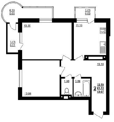 2-комнатная 69.67 м² в ЖК на ул. Семена Палия (Днепропетровская дорога) / ул. Высоцкого от 17 640 грн/м², Одесса