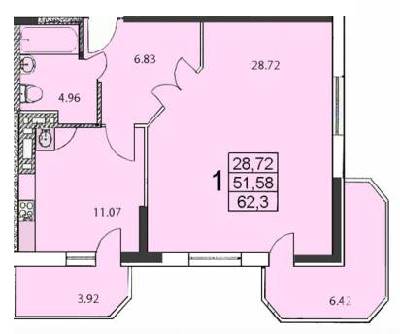 1-кімнатна 62.3 м² в ЖК Вільямса від 15 500 грн/м², Одеса