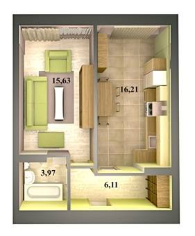 1-комнатная 41.92 м² в ЖК Счастливый на Яблоневой от 16 490 грн/м², с. Софиевская Борщаговка