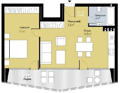 2-комнатная 56.5 м² в ЖК PARKTOWN от 15 750 грн/м², пгт Гостомель