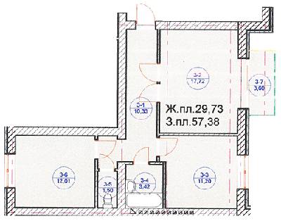 2-кімнатна 57.38 м² в ЖК Княжий від забудовника, Вінниця