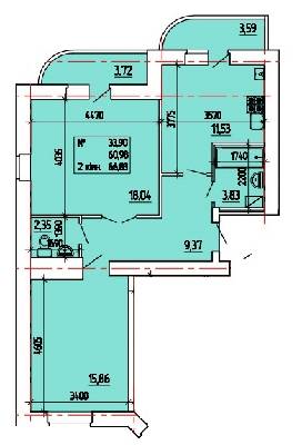 2-кімнатна 66.83 м² в ЖК на вул. Степана Тимошенко (Якіра), 7А від забудовника, Вінниця