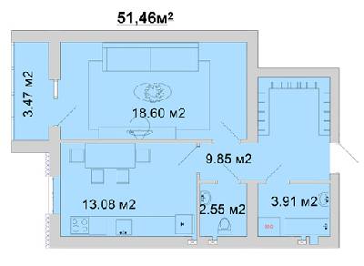 1-кімнатна 51.46 м² в ЖМ Веселка від 11 800 грн/м², Вінниця