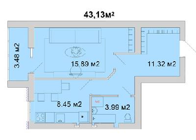 1-кімнатна 43.13 м² в ЖМ Веселка від 11 800 грн/м², Вінниця