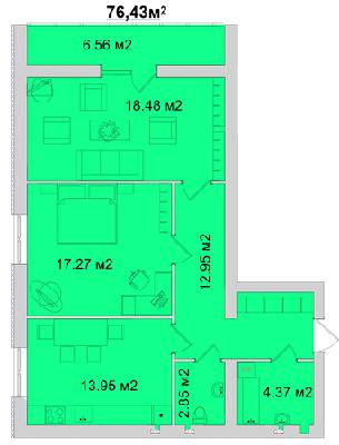 2-кімнатна 76.43 м² в ЖМ Веселка від 11 800 грн/м², Вінниця