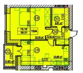 1-комнатная 38.31 м² в ЖД на ул. Пушкинская, 60П от застройщика, г. Ирпень