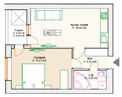 1-комнатная 45.93 м² в ЖК на ул. Довженко (Гайдара) от 13 820 грн/м², г. Ирпень