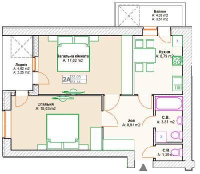 2-кімнатна 63.14 м² в ЖК на вул. Довженко (Гайдара) від 13 900 грн/м², м. Ірпінь