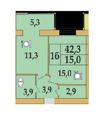 1-комнатная 42.3 м² в ЖК Семейный от 8 100 грн/м², Хмельницкий
