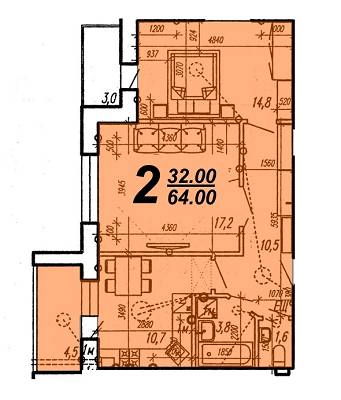 2-комнатная 64 м² в ЖК Нова Будова от 13 800 грн/м², г. Каменец-Подольский