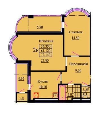 2-кімнатна 72.14 м² в ЖК Скеля від 13 400 грн/м², м. Яремче