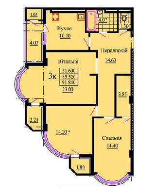 3-кімнатна 91.84 м² в ЖК Скеля від 13 400 грн/м², м. Яремче