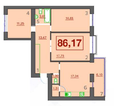 3-комнатная 86.17 м² в ЖК Левада Демьянов Лаз от 9 700 грн/м², Ивано-Франковск