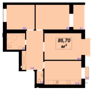 3-кімнатна 86.7 м² в ЖК Левада Затишна від 11 550 грн/м², Івано-Франківськ