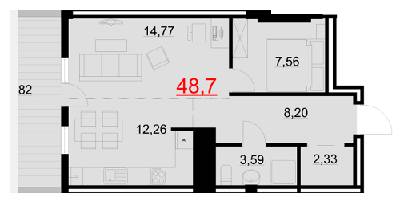 1-кімнатна 48.7 м² в ЖК Бульвар Європейський від 16 000 грн/м², Івано-Франківськ