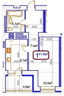 1-кімнатна 41.6 м² в ЖК Мирний від 14 390 грн/м², Миколаїв