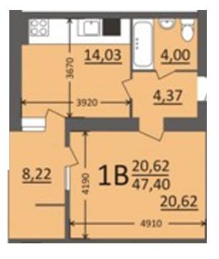 1-комнатная 47.4 м² в Мкрн Потемкинский от 17 850 грн/м², Николаев