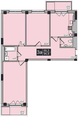 3-кімнатна 94.9 м² в ЖК Luxury Square від 13 630 грн/м², Рівне