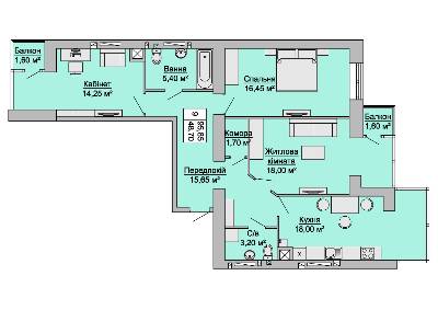 2-комнатная 95.85 м² в ЖК Маєток Миколаївський от застройщика, Черновцы