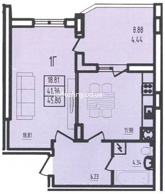 1-комнатная 45.8 м² в ЖК Радужный от 14 410 грн/м², Одесса