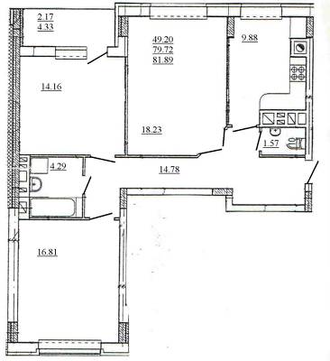 3-кімнатна 82.28 м² в ЖК на вул. Білецька, 53 від забудовника, Тернопіль