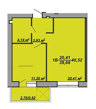 1-комнатная 40.52 м² в ЖК на вул. Яреми, 8 от застройщика, Тернополь