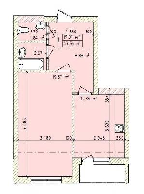 1-комнатная 43.56 м² в ЖК на вул. Овочева от застройщика, Тернополь