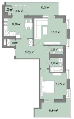 2-комнатная 75.05 м² в ЖК Тракт от застройщика, Львов