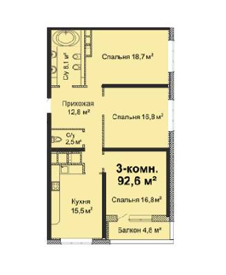 3-кімнатна 92.6 м² в ЖК Скай Сіті від 21 550 грн/м², Одеса