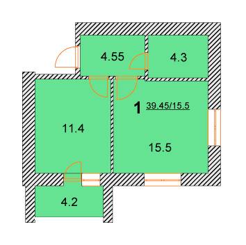 1-кімнатна 39.45 м² в ЖК на вул. Нова, 4 від забудовника, м. Бориспіль