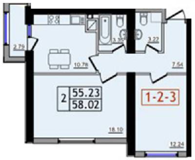 2-комнатная 58.02 м² в ЖК Тридцатая жемчужина от 15 900 грн/м², с. Крыжановка