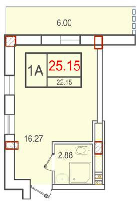 1-кімнатна 25.15 м² в ЖК Smart від 15 760 грн/м², с. Крижанівка