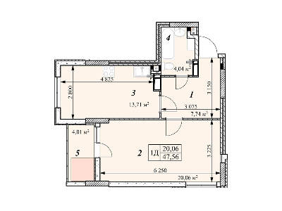 1-кімнатна 47.56 м² в ЖК Зіркова Вежа від 15 500 грн/м², м. Вишгород