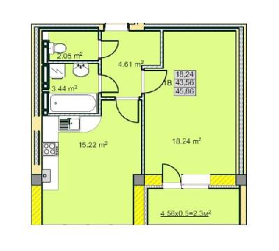 1-кімнатна 45.86 м² в ЖК на вул. Козацька, 15А від 10 500 грн/м², Чернігів