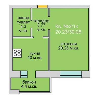 1-кімнатна 39.08 м² в ЖБ Липинський від 14 000 грн/м², с. Липини