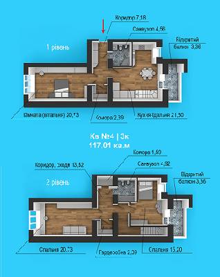 Двухуровневая 117.01 м² в ЖД Липинський от 12 000 грн/м², с. Липины