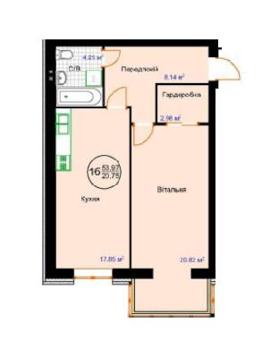 1-кімнатна 53.97 м² в ЖК Затишна Фазенда від 8 390 грн/м², смт Стрижавка