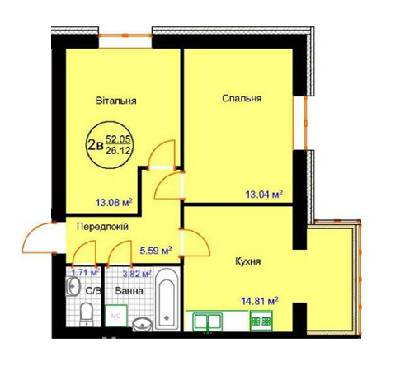 2-комнатная 52.05 м² в ЖК Затишна Фазенда от 8 390 грн/м², пгт Стрижавка