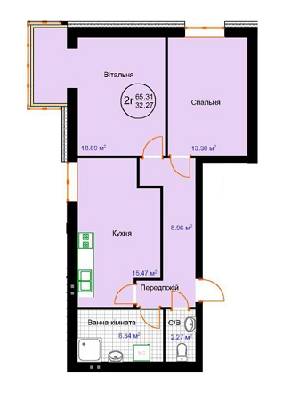 2-кімнатна 65.31 м² в ЖК Затишна Фазенда від 8 390 грн/м², смт Стрижавка